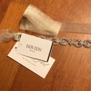 David's Bridal Silver Crystal Belt